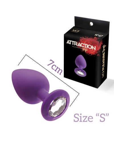 Анальна пробка з кристалом MAI Attraction Toys №47 Purple, довжина 7см, діаметр 2,8 см