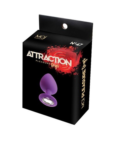 Анальна пробка з кристалом MAI Attraction Toys №47 Purple, довжина 7см, діаметр 2,8 см