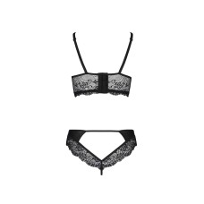 Комплект з еко-шкіри та мережива Loona Set black L/XL - Passion, бра і трусики 