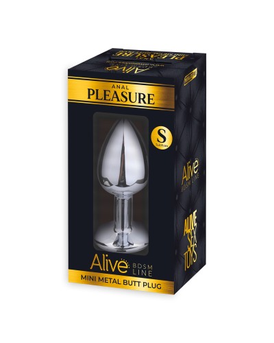 Металева анальна пробка з кристалом Alive Mini Metal Butt Plug White S