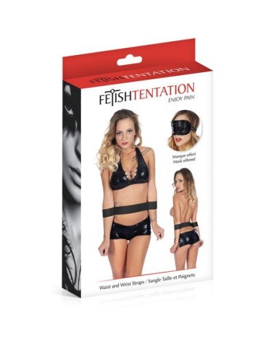 Фиксатор для талии и рук Fetish Tentation Waist and Wrist Straps с маской на глаза