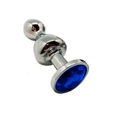 Анальна пробка Wooomy Lollypop Double Ball Metal Plug Blue L