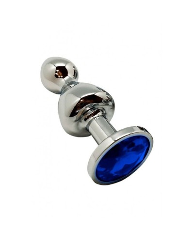 Анальна пробка Wooomy Lollypop Double Ball Metal Plug Blue L