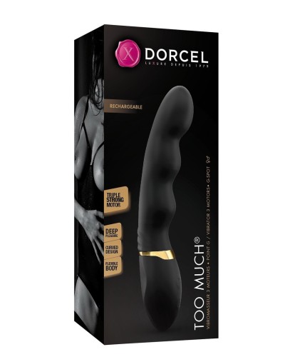 Вібратор ультрастимулювальний Dorcel Too Much Rechargeable Black, гнучкий і потужний, 3 вібромотори