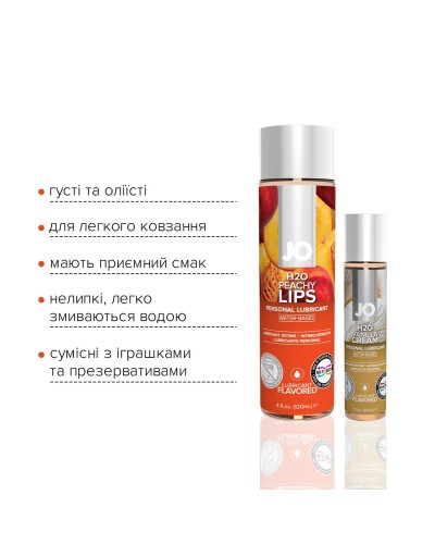 Комплект вкусовых лубрикантов System JO GWP — Peaches & Cream — Peachy Lips 120 мл & H2O Vanilla 30 