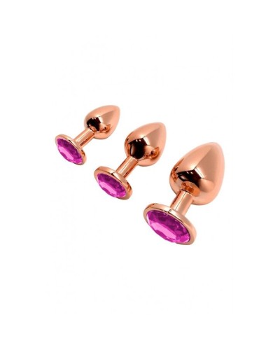 Анальна пробка Wooomy Tralalo Rose Gold Metal Plug MAGENTA M