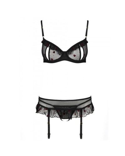 Сексуальний комплект з поясом для панчіх LOVELIA SET black XXL/XXXL - Passion