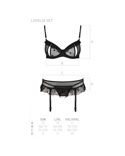 Сексуальний комплект з поясом для панчіх LOVELIA SET black XXL/XXXL - Passion