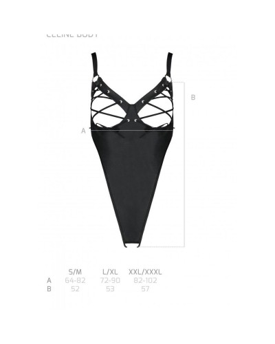 Боді з екошкіри CELINE BODY black S/M — Passion: з доступом, відкритий