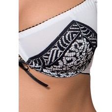 Комплект білизни SUELO SET white XXL/XXXL — Passion Exclusive: ліф, стрінги, пояс для панчіх