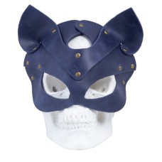 Преміум маска кішечки LOVECRAFT, натуральна шкіра, блакитна, подарункова упаковка