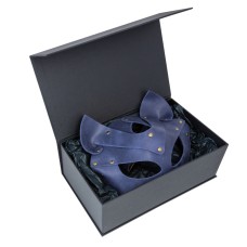 Преміум маска кішечки LOVECRAFT, натуральна шкіра, блакитна, подарункова упаковка