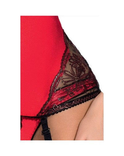 Корсет з пажами BRIDA CORSET red XXL/XXXL - Passion Exclusive, трусики, шнурівка