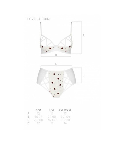 Эротический комплект с рисунком LOVELIA BIKINI white S/M - Passion