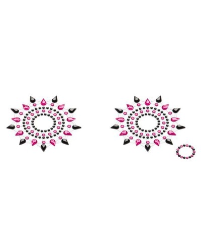 Пэстис из кристаллов Petits Joujoux Gloria set of 2 - Black/Pink, украшение на грудь