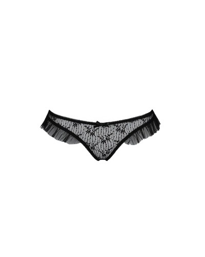 Трусики з оборками DONIA THONG black S / M - Passion Exclusive