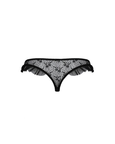 Трусики з оборками DONIA THONG black S / M - Passion Exclusive