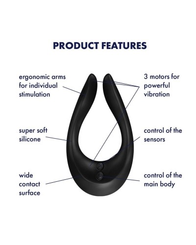 Вібратор для пар Satisfyer Endless Joy Black, 3 незалежні мотори, багатофункціональний