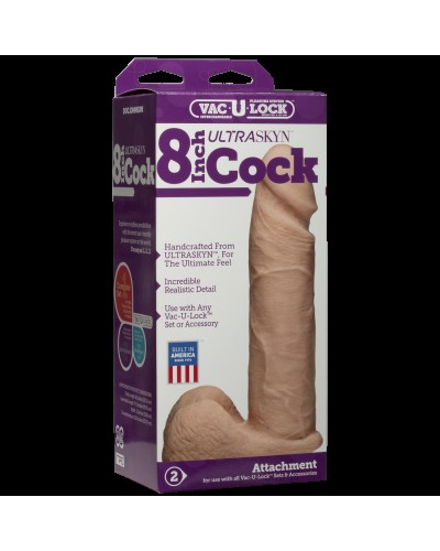 Фалоімітатор Doc Johnson Vac-U-Lock - 8 Inch ULTRASKYN Cock White, діаметр 5,1 см