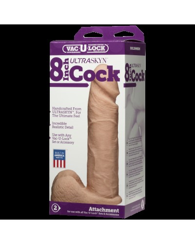 Фалоімітатор Doc Johnson Vac-U-Lock - 8 Inch ULTRASKYN Cock White, діаметр 5,1 см