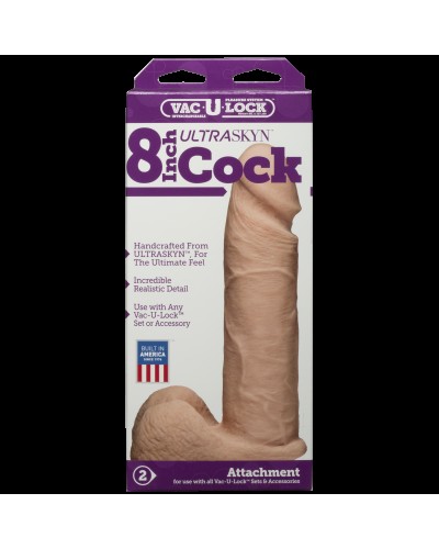 Фалоімітатор Doc Johnson Vac-U-Lock - 8 Inch ULTRASKYN Cock White, діаметр 5,1 см