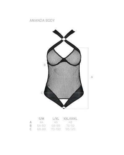 Сетчатый боди с халтером Amanda Body black L/XL - Passion