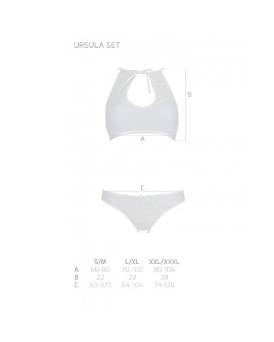 Комплект: бра, трусики з ажурним декором та відкритим кроком Ursula Set white XXL/XXXL — Passion