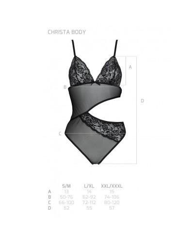 Боди с ажурным лифом Christa Body black L/XL  — Passion