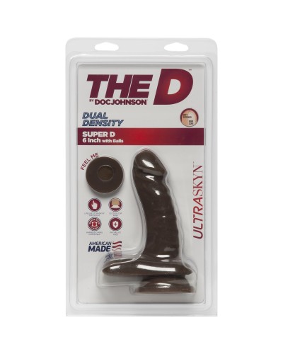 Фаллоимитатор Doc Johnson The D - Super D - 6 Inch With Balls - ULTRASKYN - Chocolate, диаметр 3,8см