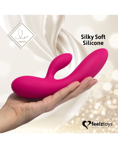 Гнучкий вібратор кролик з двома моторами FeelzToys Lea Rabbit Vibrator Rubine Red