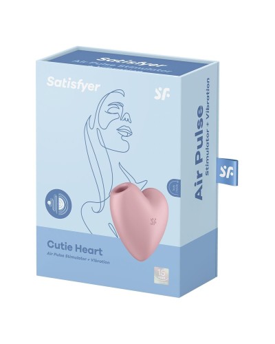 Вакуумный стимулятор-сердечко с вибрацией Satisfyer Cutie Heart Light Red