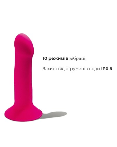 Дилдо с вибрацией Adrien Lastic Hitsens 2 Pink, отлично для страпона, макс диаметр 4см, длина 17,2см