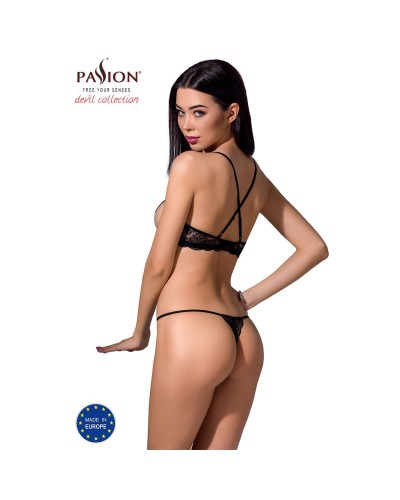 Комплект белья QUENTRIS BIKINI black L/XL - Passion Exclusive, стринги и полуоткрытый лиф