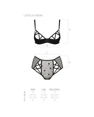 Эротический комплект с рисунком LOVELIA BIKINI black XXL/XXXL - Passion