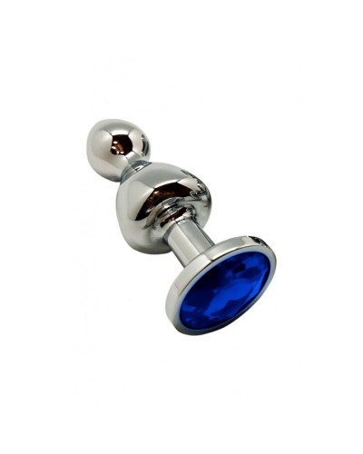 Анальна пробка Wooomy Lollypop Double Ball Metal Plug Blue M