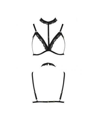 Бюстгальтер-стрепи з чокером SHELLY BRA black L/XL - Passion Exclusive