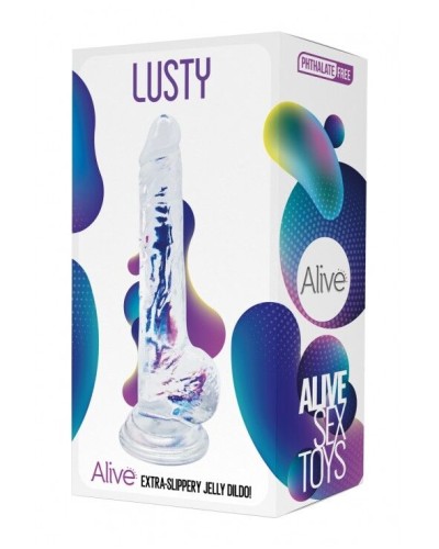 Прозрачный фаллоимитатор Alive Jelly Dildo Lusty, ТПЕ, присоска, диаметр 3,2см, длина 18см