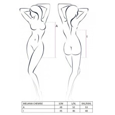 Сорочка прозрачная беби долл MELANIA CHEMISE black XXL/XXXL - Passion, трусики, на тонких бретелях