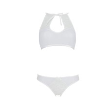 Комплект: бра, трусики з ажурним декором та відкритим кроком Ursula Set white L/XL — Passion