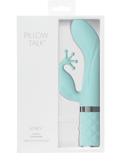 Роскошный вибратор-кролик Pillow Talk - Kinky Teal с кристаллом Сваровски, мощный