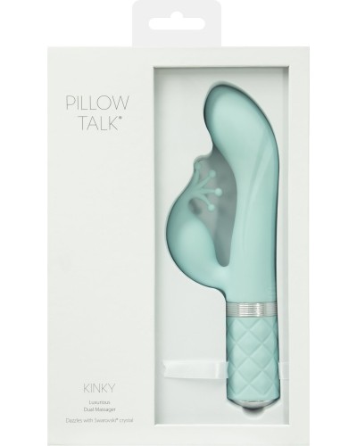 Роскошный вибратор-кролик Pillow Talk - Kinky Teal с кристаллом Сваровски, мощный