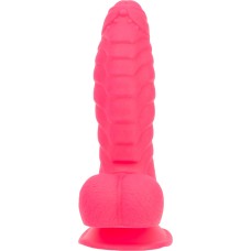 Ребристий фалоімітатор на присосці ADDICTION — Tom 7″ Dildo With Balls — Pink, віброкуля в подарунок