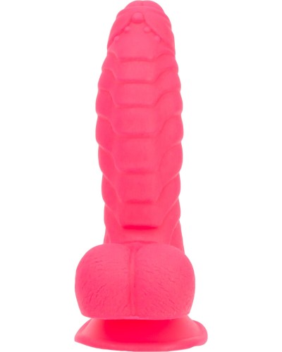 Ребристый фаллоимитатор на присоске ADDICTION — Tom 7″ Dildo With Balls — Pink, вибропуля в подарок