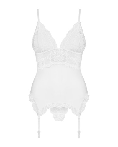 Obsessive 810-COR-2 corset & thong white S/M