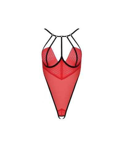 Боді з високим вирізом стегна AKITA BODY red S/M - Passion Exclusive