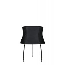 Пояс-корсет з екошкіри Passion Celine Set with Open Bra 6XL/7XL black, шнурівка, пажі, стрінги