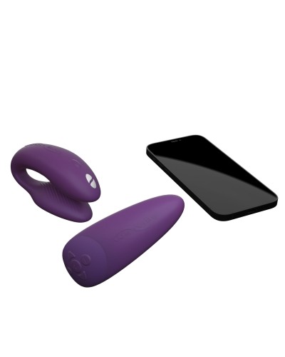 Смарт-вибратор для пар We-Vibe Chorus Purple, сенсорное управление вибрациями сжатием пульта