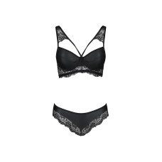 Комплект з еко-шкіри та мережива Loona Set black XXL/XXXL - Passion, бра і трусики 