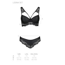 Комплект з еко-шкіри та мережива Loona Set black XXL/XXXL - Passion, бра і трусики 