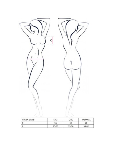 Комплект белья GIANA BIKINI black S/M - Passion: полупрозрачные лиф и трусики с бантиками
